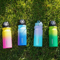 BJPKPK Insulated Water Bottle 18Oz Stainless Steel Water Bottles with Straw and Carry Handle Double Wall Metal Thermos,Light Blue Leopard