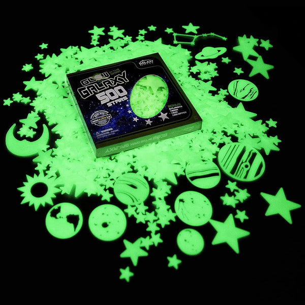 Glow in The Dark Stars for Ceiling, 500-Count, Largest Ceiling Glow Stars Assortment Includes Jumbo Sun, All 9 Planets, Bonus Moon and Entire Big