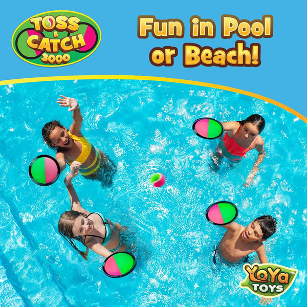 Yoya Toys Toss and Catch Ball Game Toy Set - 4 Paddles & 4 Sticky Balls - Fun Kids Outdoor Games Activity for Backyard, Beach, Park, Camping -