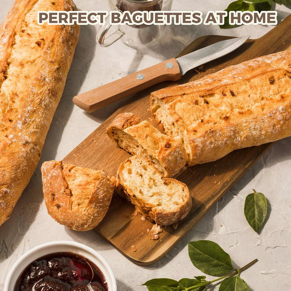 KITESSENSU Nonstick Baguette Pans for French Bread Baking, Perforated 2 Loaves Baguettes Bakery Tray, 15" x 6.3", Silver Bright Silver 2Loaf 15" x