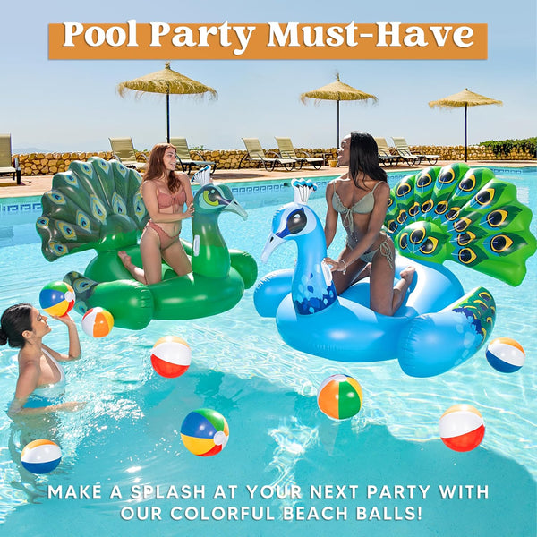 JOYIN Rainbow Beach Balls(12 Pack), 12'' Inflatable Swimming Pool Toys for Summer Water Games Kids Birthday Party Supplies Combo Set Include