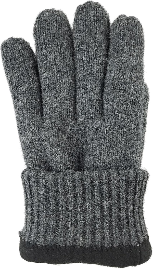 BRUCERIVER Men's Pure Wool Knitted Gloves | Insulated Fleece Lining Small-Medium Anthra