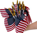 12 Pack Small American Flags on Stick Small US Flags/Mini American Flags for Outside 4x6 Inch American Hand Held Stick Flags with Kid-Safe Spear