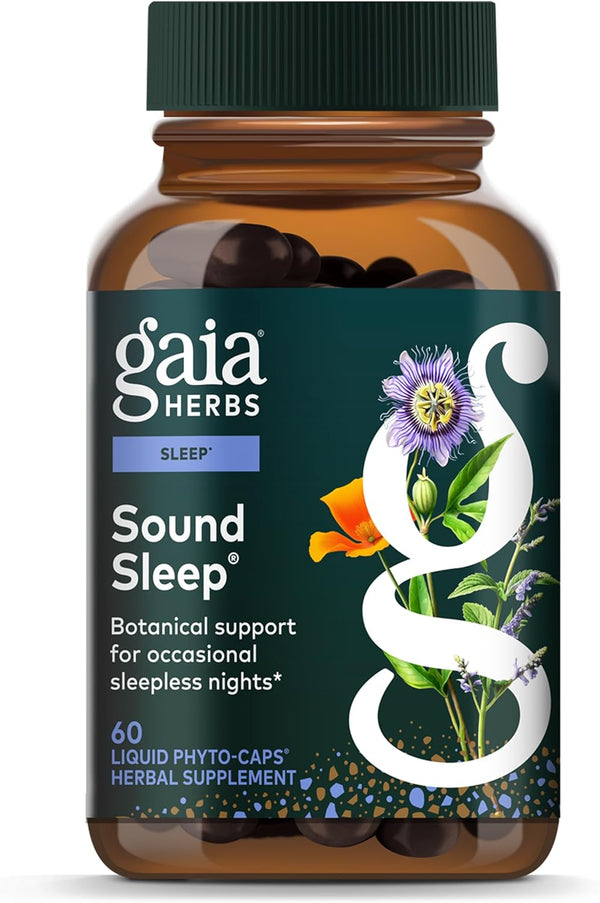 Gaia Herbs Sound Sleep - Natural Sleep Support to Promote Calm & Relaxation - with Valerian Root, Passionflower & More - 60 Vegan Liquid
