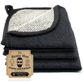 Terry Wash Cloths for Face and Body, Dual-Sided Cleansing and Exfoliating Washcloths, Machine Wash, Black, 3 Count