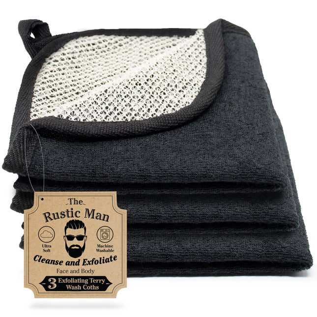 Terry Wash Cloths for Face and Body, Dual-Sided Cleansing and Exfoliating Washcl