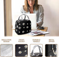 Sonuimy Insulated Lunch Bag Women, Reusable Cute Tote Lunch Box Black/White Black with White Daisy