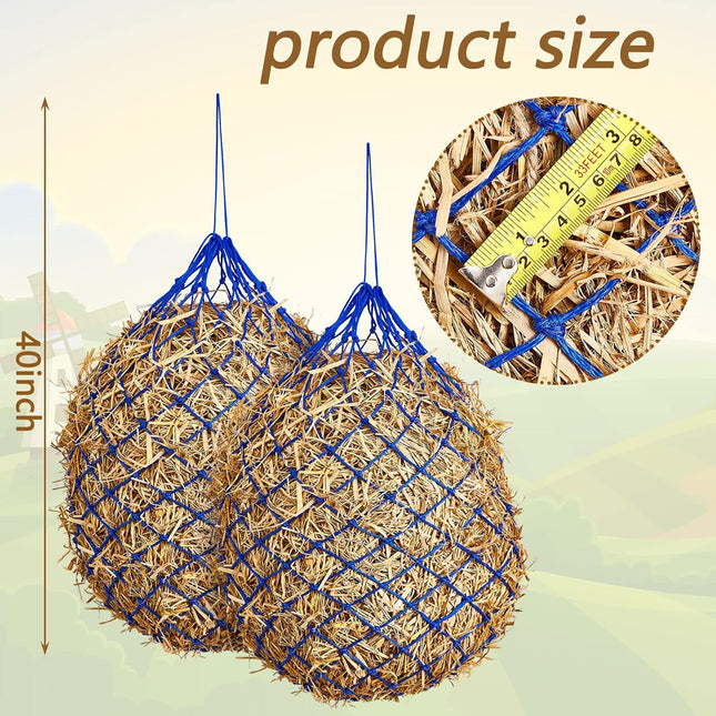 Fabbay 4 Pcs Slow Feed Hay Net Feeder Hay Bag for Horses Slow Feeder 40 Inch Len