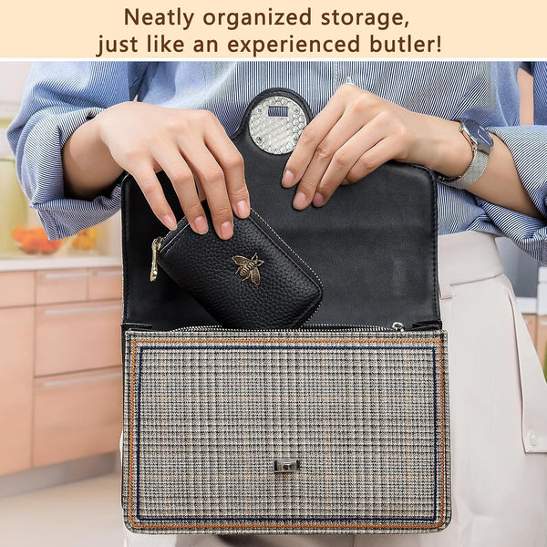 imeetu RFID Credit Card Holder, Small Leather Zipper Card Case Wallet for Women Lite Lite - Brown