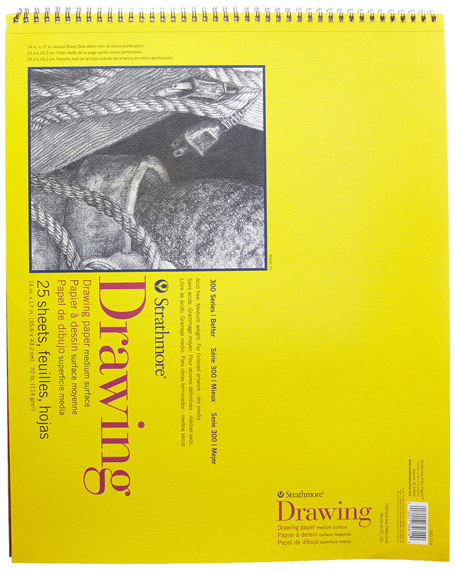 Strathmore 300 Series Drawing Pad, 14"X17" Wire Bound, 50 Sheets
