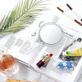 Jetec Hand Mirror Double-Sided Handheld Mirror 1X/ 2X Magnifying Mirror with Handle Transparent Hand Mirror Rounded Shape Makeup Mirror (Clear) 1
