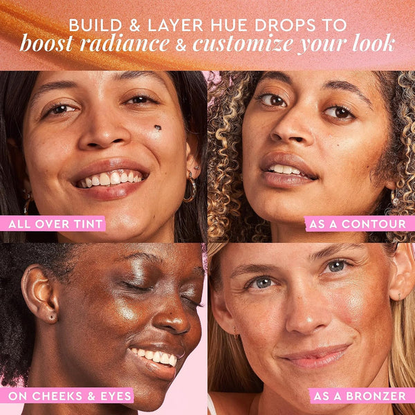 Glow Recipe Hue Drops Bronzing Drops, Tinted Face Serum, Glow Primer + Liquid Highlighter, Niacinamide + Hyaluronic Acid, Radiant Warm Glow,