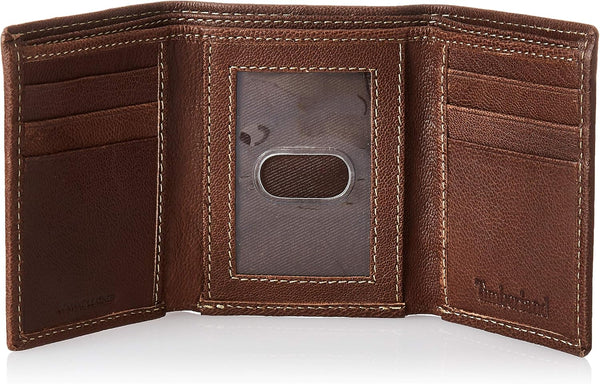 Timberland Men'S Genuine Leather Rfid Blocking Trifold Wallet, Brown, One Size