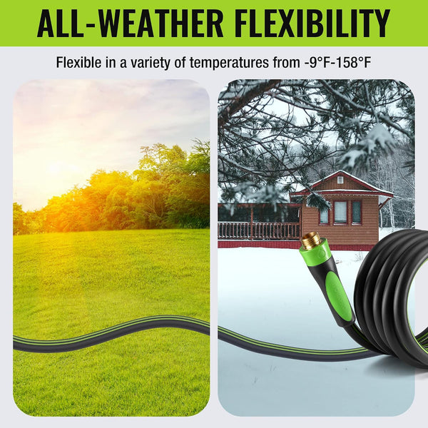 WORKPRO 5/8 in X 10 FT Garden Hose, Heavy Duty, Flexible, Lightweight Water Hose with Bi-Material 360° Rotation Handle, 3/4" GHT Solid Brass