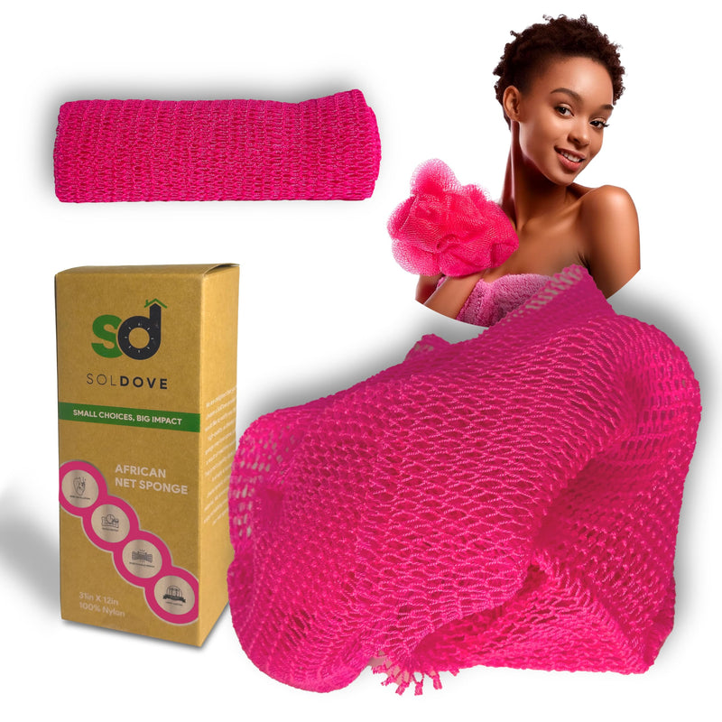 Bath Sponge Exfoliating Washcloth for Body African Net Shower Exfoliating Towel Back Scrubber Shower Rag Bath Accessories for Smoother Skin (Pink)