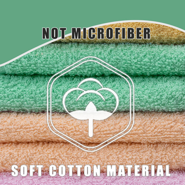 Terry Washcloths â 12X12 Inches â Pack of 10 â Multicolor â Highly Absorbent, Soft Feel and Multipurpose Cotton 