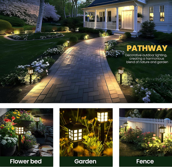 GIGALUMI Solar Outdoor Lights,12 Pack LED Solar Lights Outdoor Waterproof, Solar Walkway Lights Maintain 10 Hours of Lighting for Your Garden,