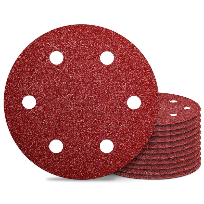 Awutzut 9 Inch 6 Hole Sanding Discs 40 Grit Hook and Loop for Drywall Sander 12PCS 40 Grit 12.0