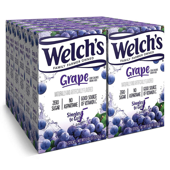 Welch'S Singles to Go Water Drink Mix - Grape Powder Stick Packets (12 Boxes wit
