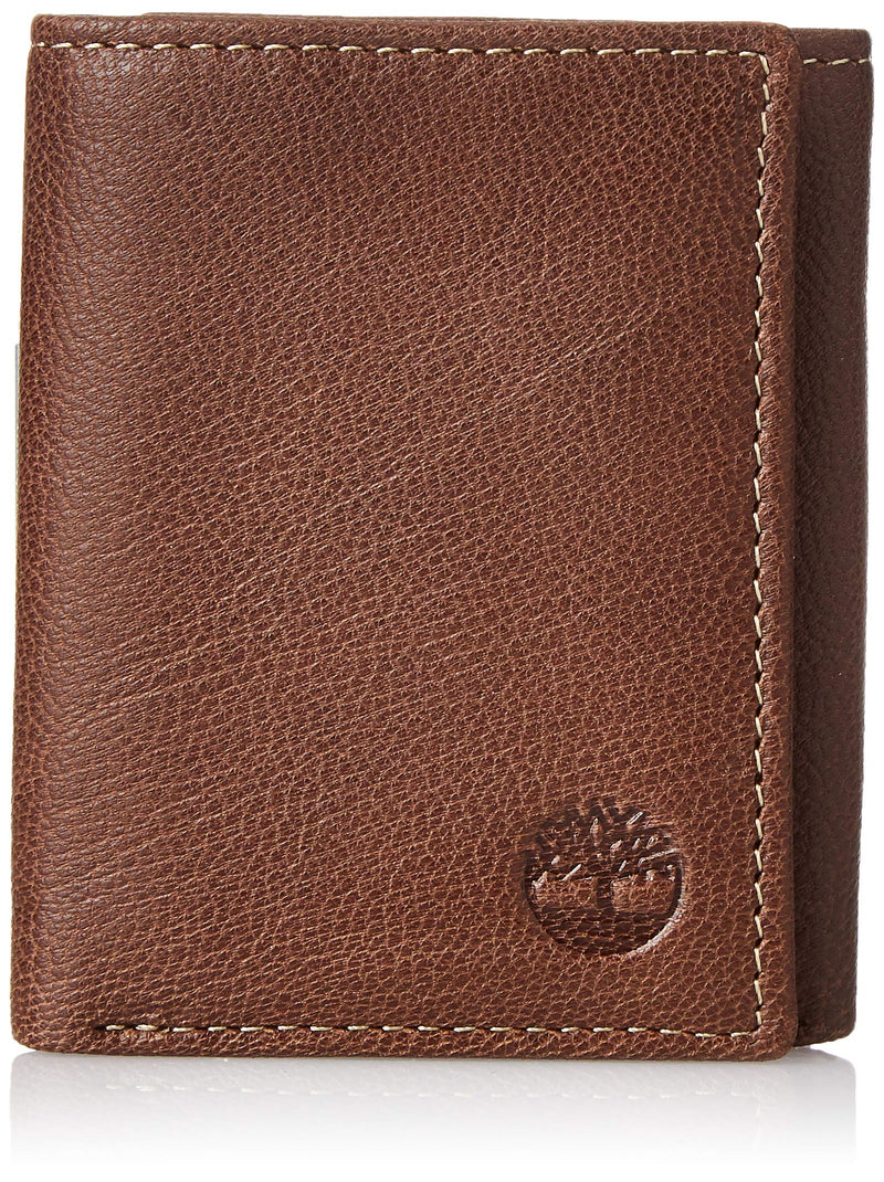 Timberland Men'S Genuine Leather Rfid Blocking Trifold Wallet, Brown, One Size