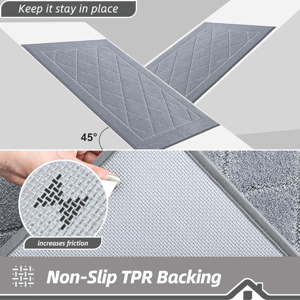 BEQHAUSE Dirt Trapper Door Mat 20" x 32", Doormat Non-Slip, Grey | Entryway Rugs Washable, Dog Door Mat Stain Resistant and Absorbent Welcome