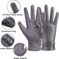 Womens Winter Leather Gloves Touch Screen Wool Lined Windproof Warm Suede Fashion Dress Gloves Large-X-Large Grey