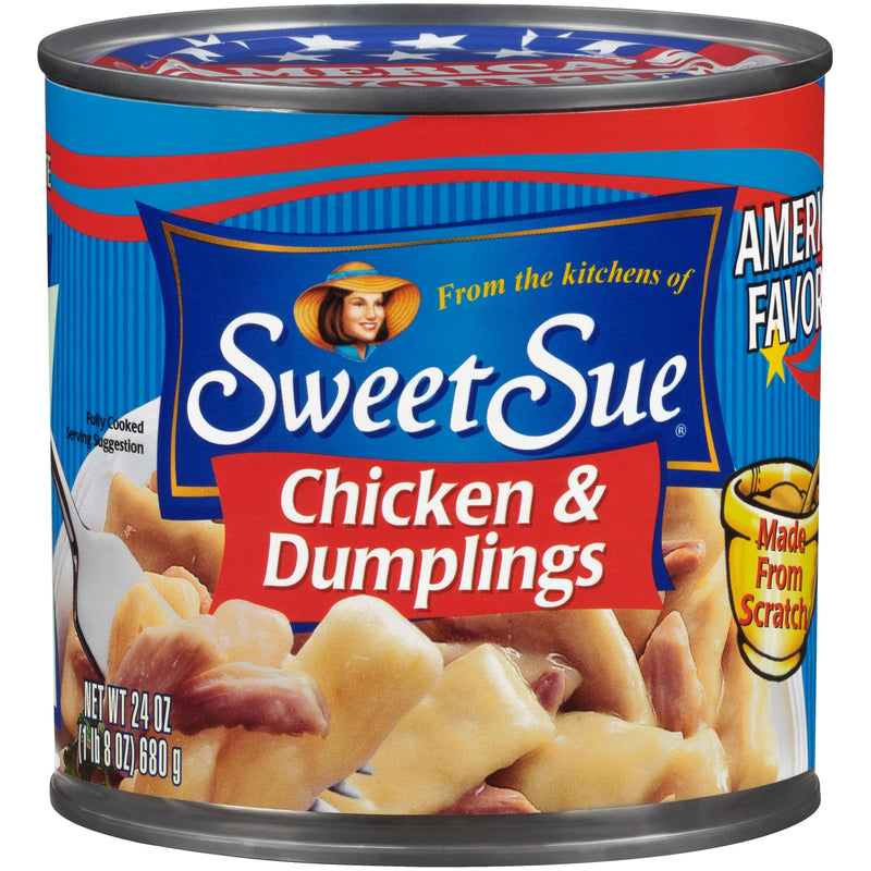 Sweet Sue Chicken & Dumplings, 24 oz Can - Heat and Serve Soup Meal - 14g Protein per Serving - Made from Scratch Recipe 24 Ounce (Pack of 1)