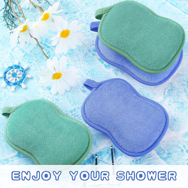 Tatuo 4 Pcs Baby Bath Sponge Toddler Bath Sponge,Green, Blue