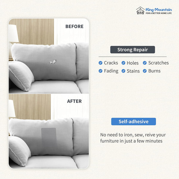 KING MOUNTAIN Canvas Repair Patch 9 X11 Inch 2 Pcs Self-Adhesive Waterproof Fabric Patch for Sofas, Tents, Furniture,Tote Bags, Car Seats (Beige2.0)