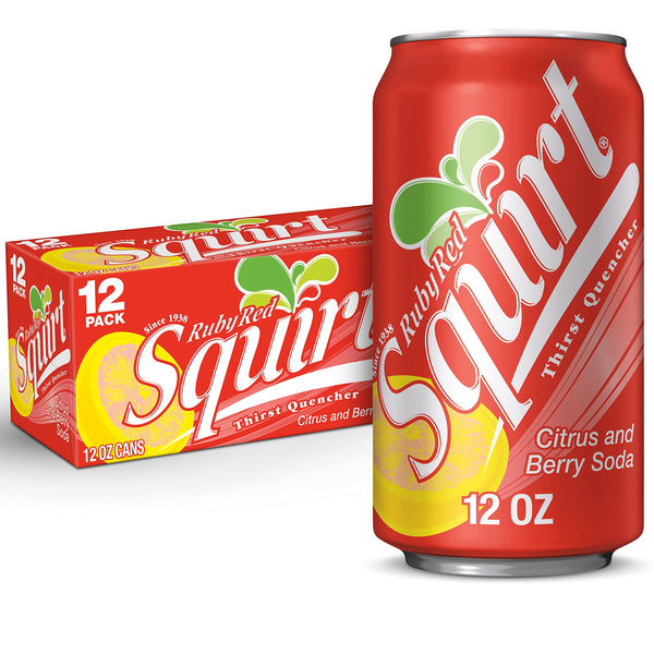 Squirt Ruby Red Grapefruit Soda, 12 fl oz cans, 12 pack Ruby Red Grapefruit 12 Fl Oz (Pack of 12)