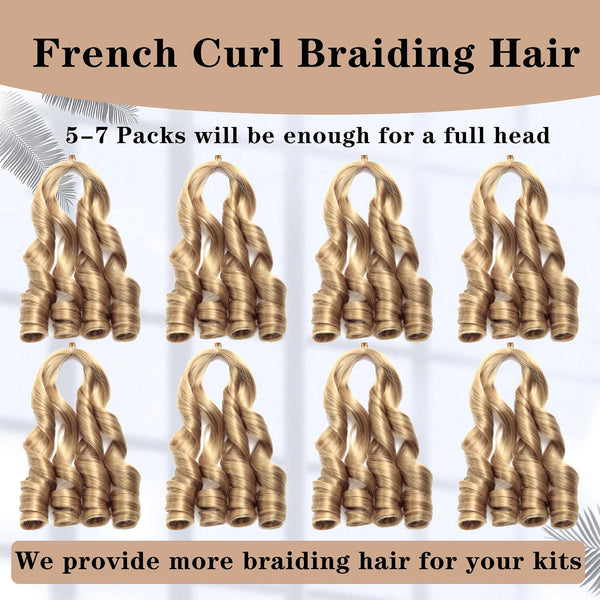 French Curl Braiding Hair 12Inch 8Packs French Curl Crochet Braids Short Curly Crochet Hair Bouncy Synthetic knotless Braiding Extensions(27#,