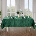 Scroll Damask Jacquard Square Green Tablecloth 52"X52"，Wipeable Table Cover for Dining Table, Buffet Parties and Camping Green 52" x 52" (Square)