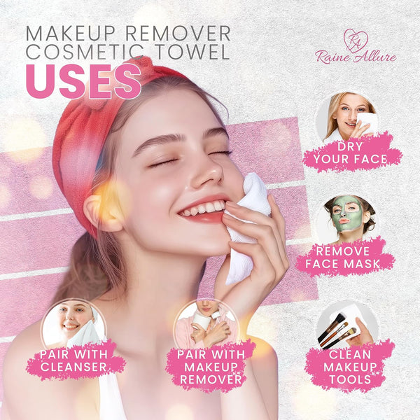 Makeup Remover Cosmetic Towels, Reusable (25 Count, 200 Uses) and Disposable Face Towel, Machine Washable, Ultra Soft, Removes All Types of