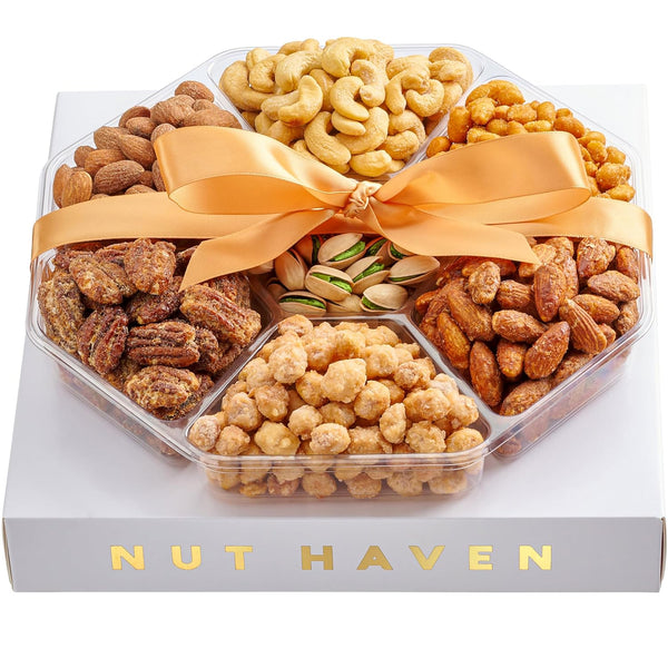 Fathers Day Nuts Gift Basket - Assortment of Sweet & Roasted Salted Gourmet Nuts - Assorted Food Gift Box for Husband, Dad, Him, Fathers Day,