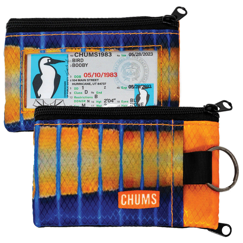 Chums Surfshorts Wallet - Lightweight Slim Wallet with RFID Blocking Card & Clear ID Window - Zippered, Water Resistant w/Key Ring Marlin