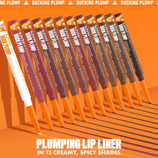 NYX PROFESSIONAL MAKEUP Duck Plump Plumping Lip Liner, Matte Pencil with up to 10HR Wear, Subtle Touch (Deep Nude Lip Liner)