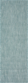 Unique Loom Collection Casual Transitional Solid Heathered Indoor/Outdoor Flatweave Area Rug (2' X 6' 1" Runner, Aquamarine/Ivory)