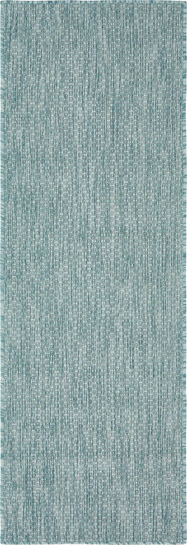Unique Loom Collection Casual Transitional Solid Heathered Indoor/Outdoor Flatweave Area Rug (2' X 6' 1" Runner, Aquamarine/Ivory)