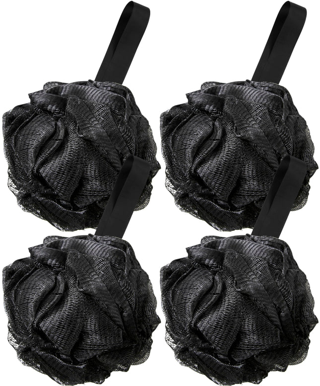 4 Pack 60g Black Bath Loofah Sponge Mesh Ball for Soothe Skin