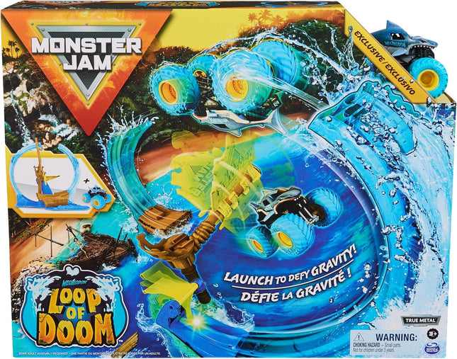 Monster Jam, Megalodon Loop of Doom Stunt Playset with Exclusive 1:64 Scale Die-