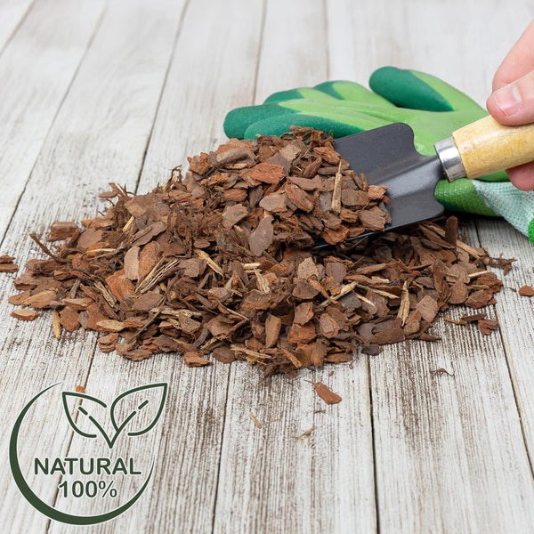 100% Natural Pine Bark Mulch Nuggets (8 Quarts), Small Mulch Chips for Indoor/Outdoor Container Gardening, Ideal for Soil Supplement, Houseplant