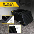 MaxxHaul Rubber Wheel Chock 2 Pack, Large 10" x 8" x 6" Heavy Duty Tire Stop with Non Slip All Weather Grip, Oil Resistant Rubber Block with Steel