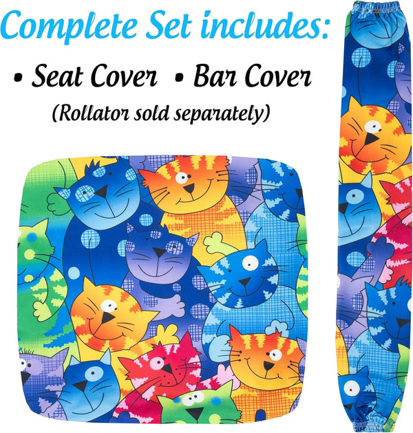 Top Glides Universal Rollator Walker Seat and Backrest Covers (Blue)