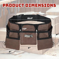 11 Pocket Brown and Black Heavy Duty Construction Tool Belt, Work Apron, Tool Pouch, with Poly Web Belt Quick Release Buckle - Adjusts from 33”