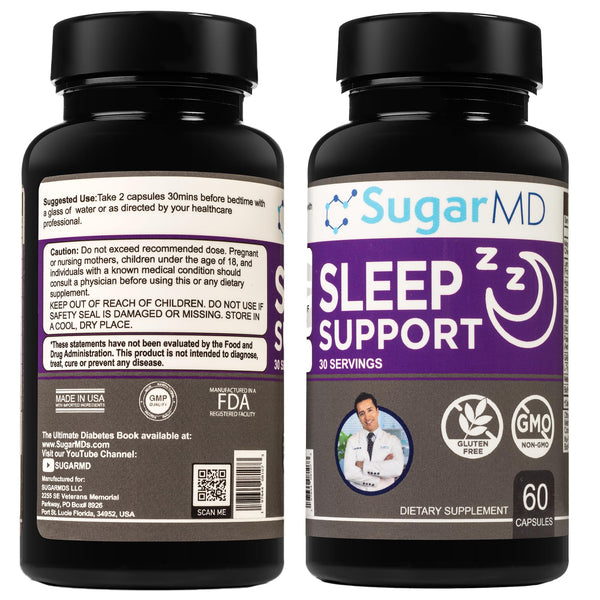 Sugarmd Sleep Support Supplement â€“ 60 Sleep Capsules with Lemon Balm, Valerian Root, Hops Extract, Chamomile Extract & Bioperine â€“ Non-Gmo &