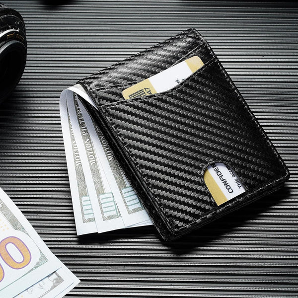 furid Leather Wallet Compatible with Airtag: Slim Air Tag Wallet for Men RFID Blocking, Bifold, Front Pocket, Minimalist Card Holder | RFID