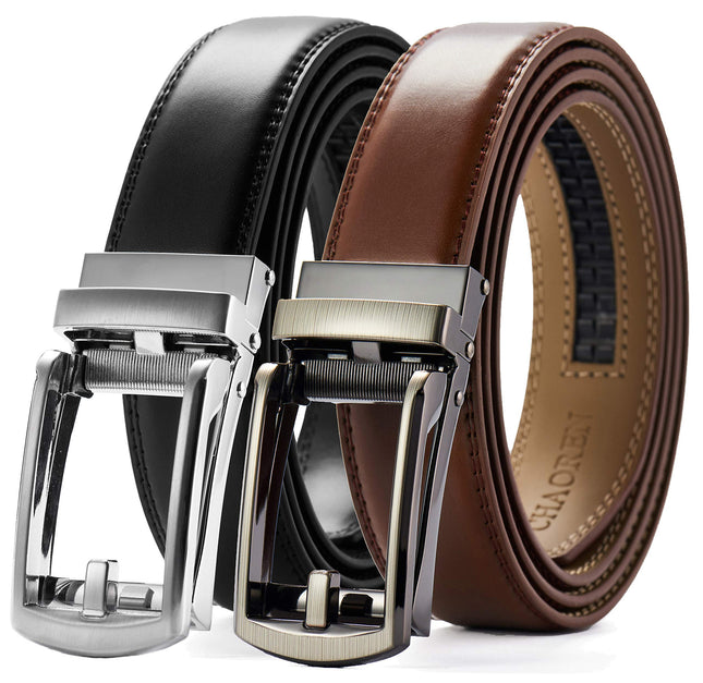 CHAOREN Click Belt for Men 2 Pack - Mens Dress Belt 1 1/4" in Packing Box - Desi
