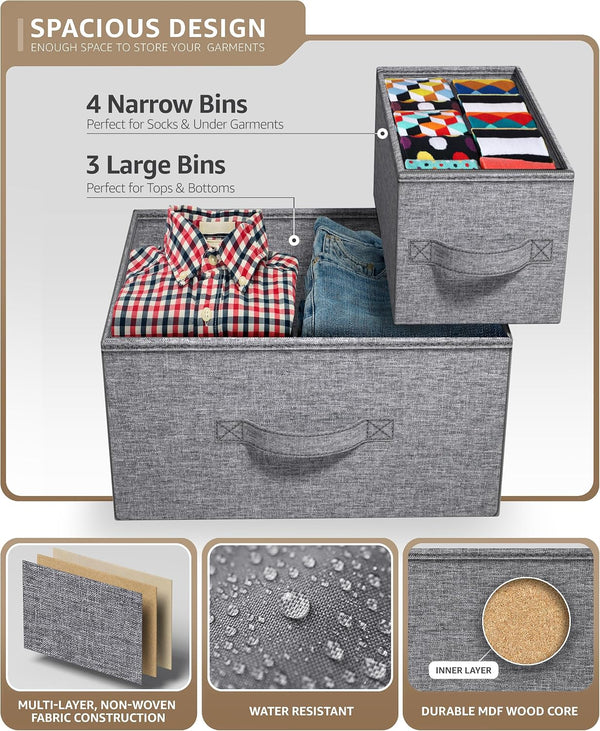 Sorbus Dresser with 7 Drawers - Chest Organizer Tower Unit with Steel Frame, Wood Top, Easy Pull Fabric Bins - Storage Furniture for Bedroom,