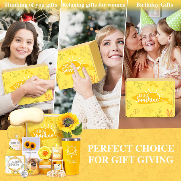 Birthday Gifts for Women, Set of 13 Unique Gift Baskets Birthday Present for Best Friends Bff Sister Sending Sunshine Include Tumbler, Get Well