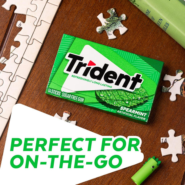 Trident Spearmint Sugar-Free Gum, 12 Packs of 14 Pieces (168 Total Pieces) Spearmint 14 Count (Pack of 12)